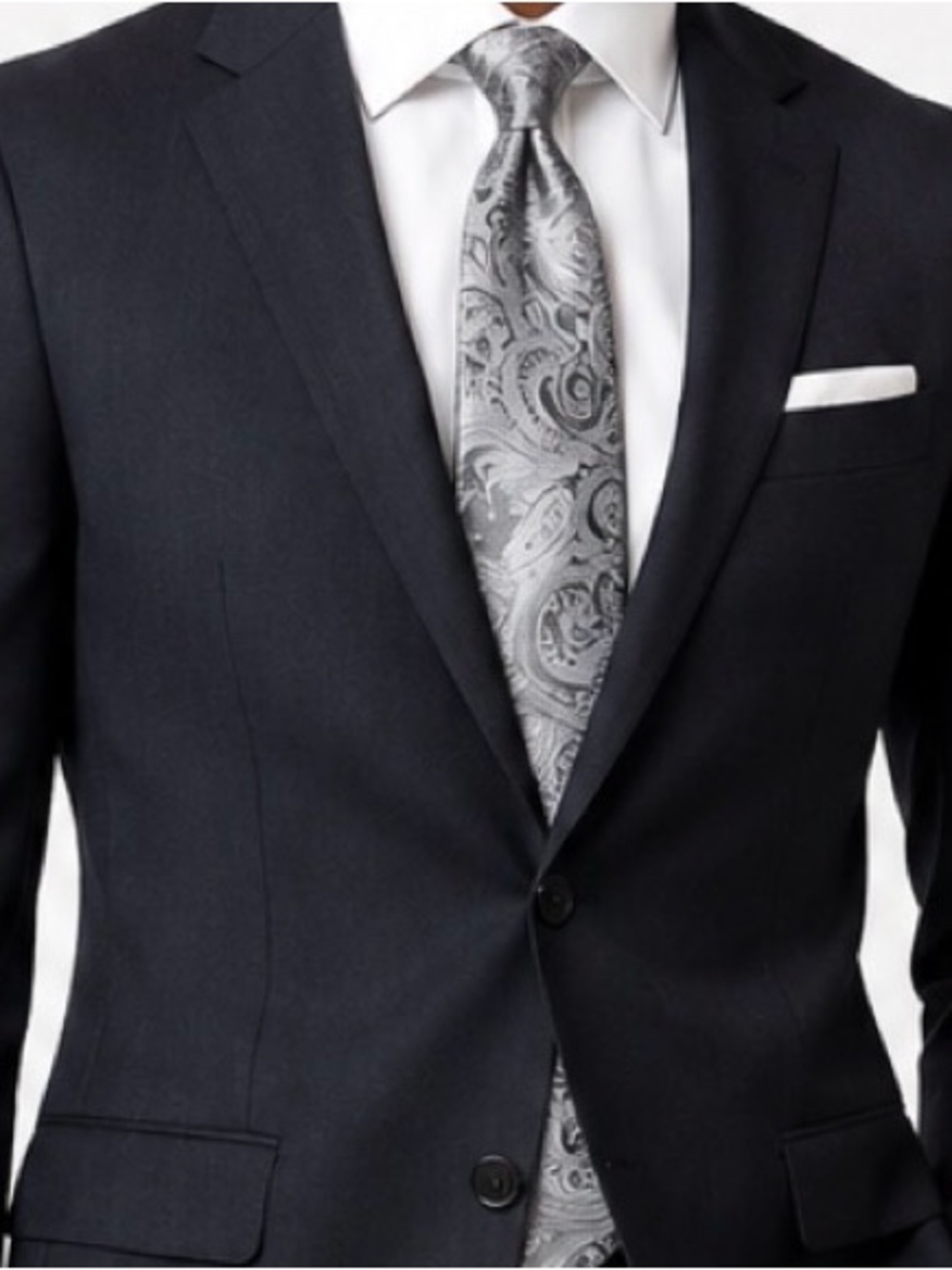 Gorgeous Ted Baker Men's Classic Silk Silver Paisley Tie with under accent color